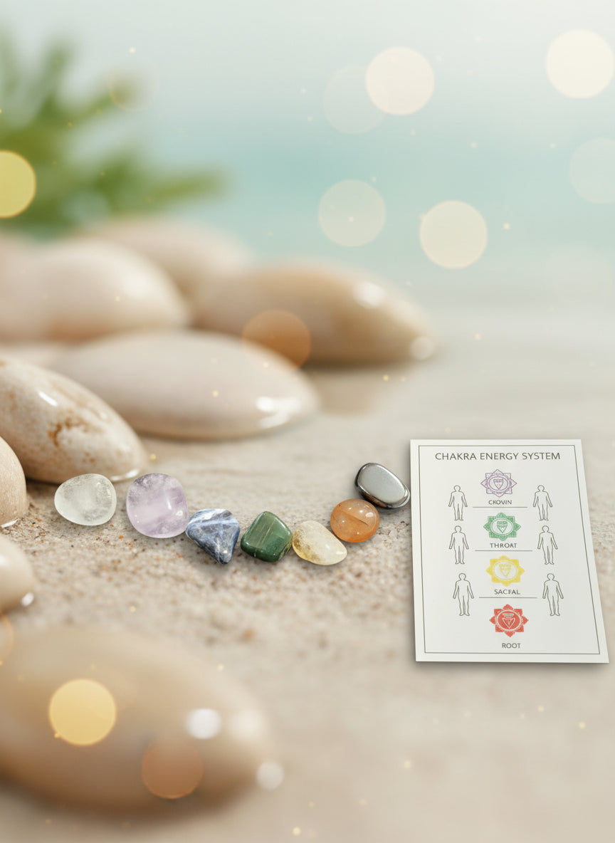 chakra stones with chart