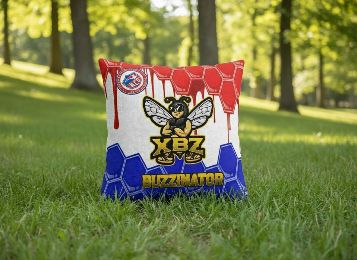 red white blue buzzinator cornhole bag
