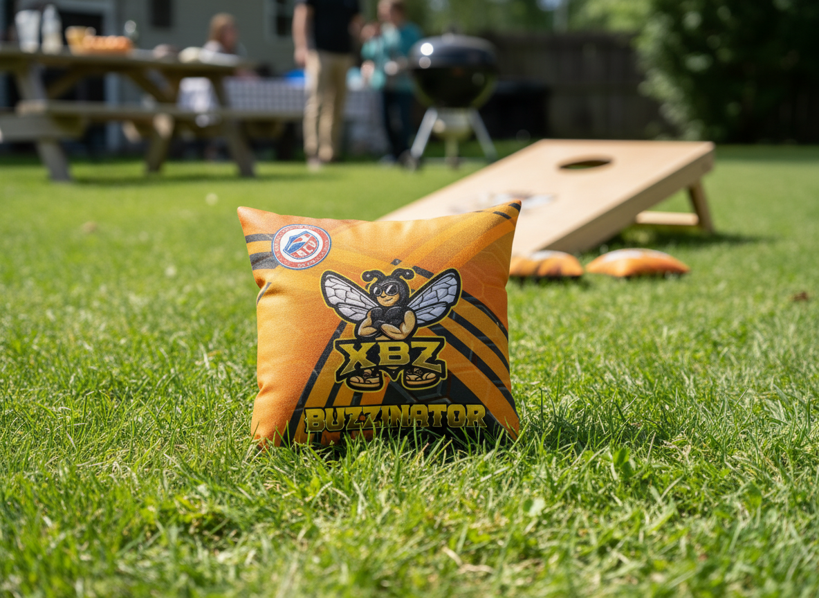 stripe gold black buzzinator cornhole bags