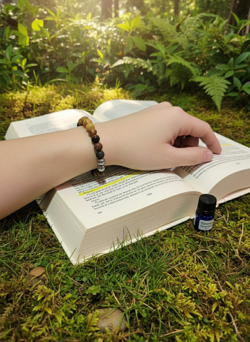 crystal aromatherapy bracelet - grounding and protection