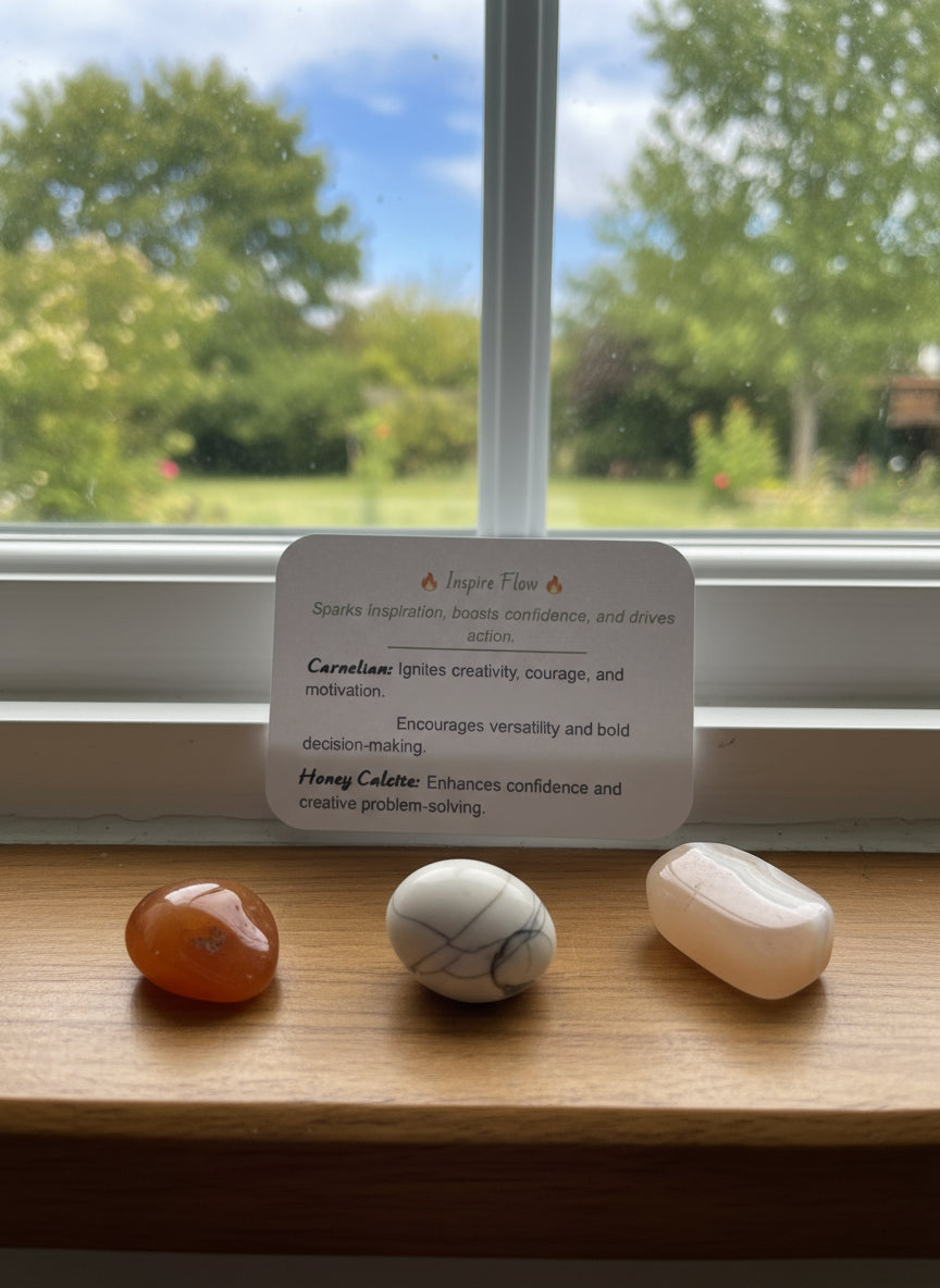 Carnelian, Mookite and Honey Calcite stones
