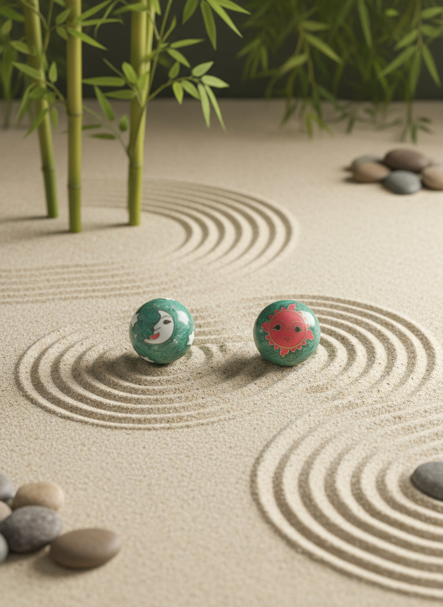green sun moon Baoding balls