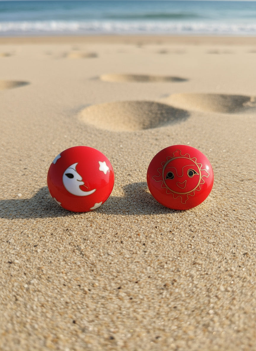 red sun moon Baoding balls