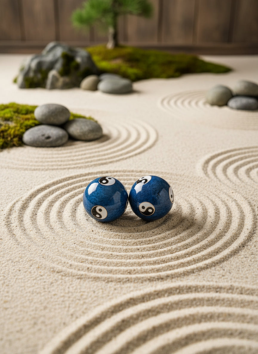 blue Ying Yang baoding balls