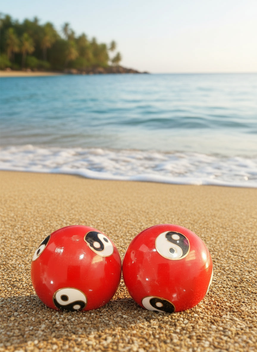 red yin yang baoding balls
