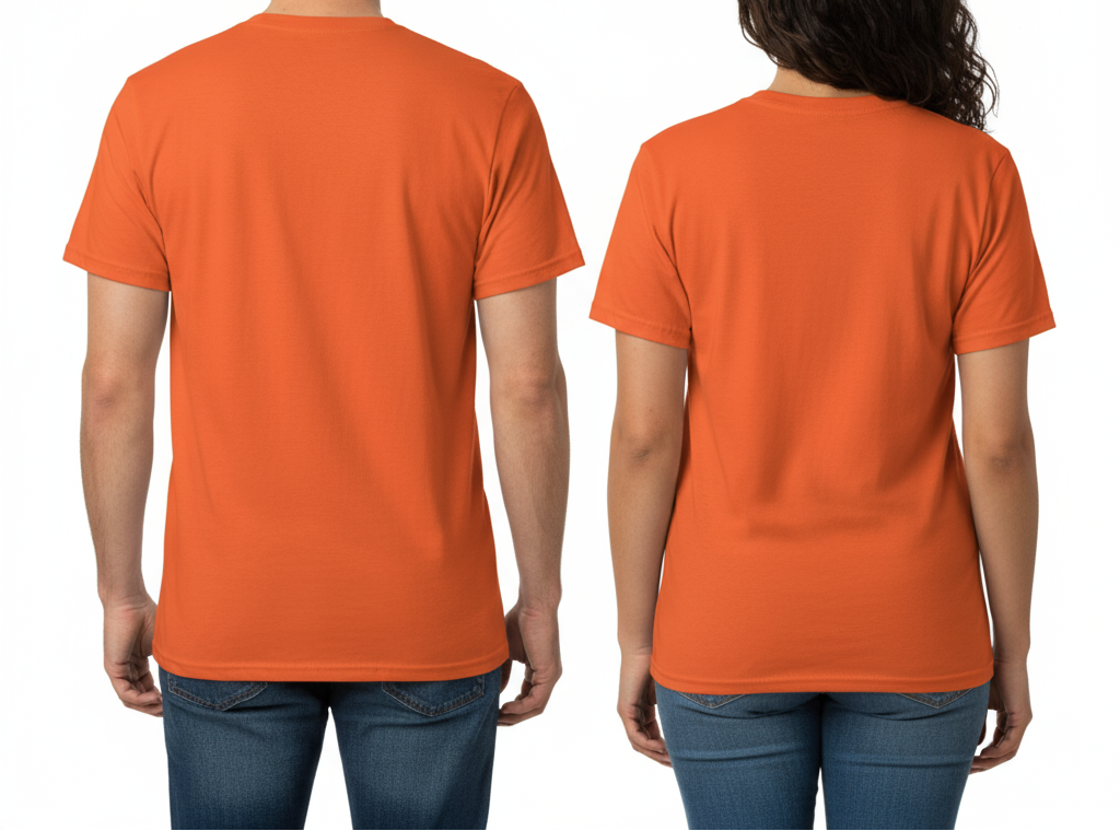 Orange t-shirt on a white background